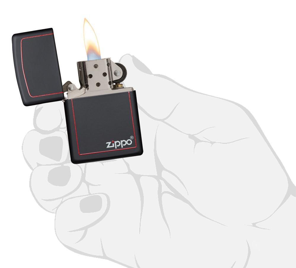Zippo Black Matte with Red Border Pocket Lighter Zippo