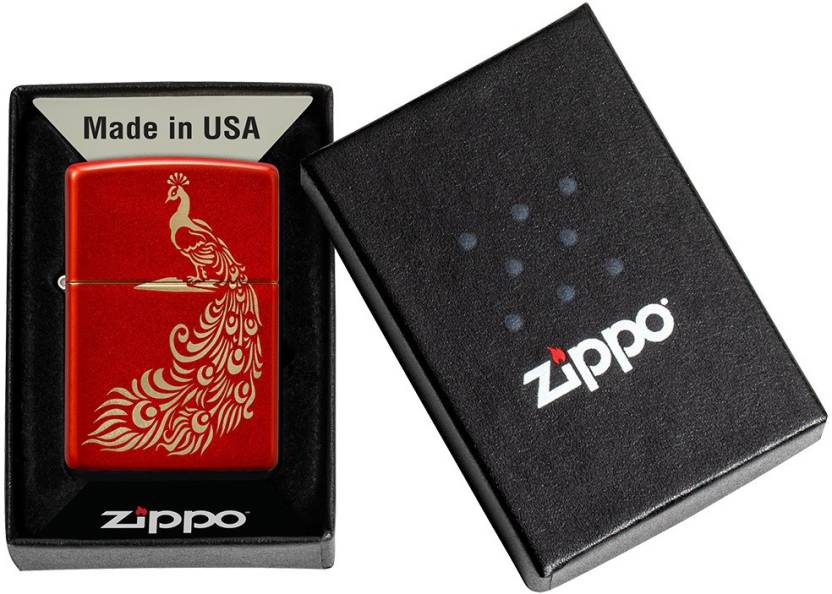 Zippo Metallic Red Peacock Design Bhawar Store