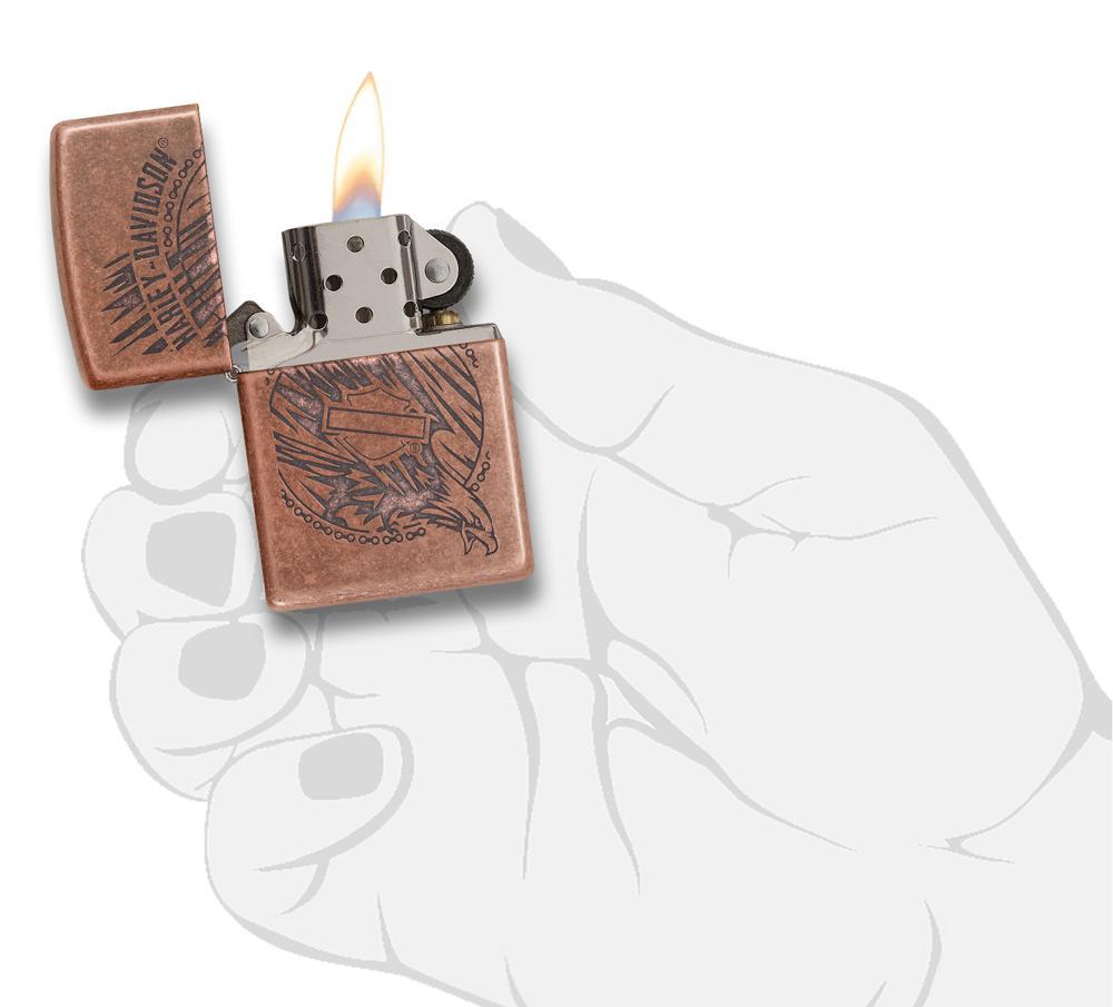Zippo Harley-Davidson Antique Copper Logo Pocket Lighter Zippo