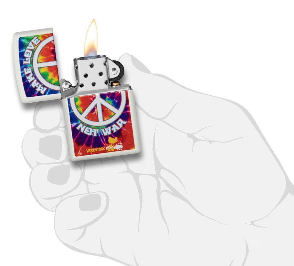 Zippo Woodstock 50th Anniversary White Matte Pocket Lighter Zippo