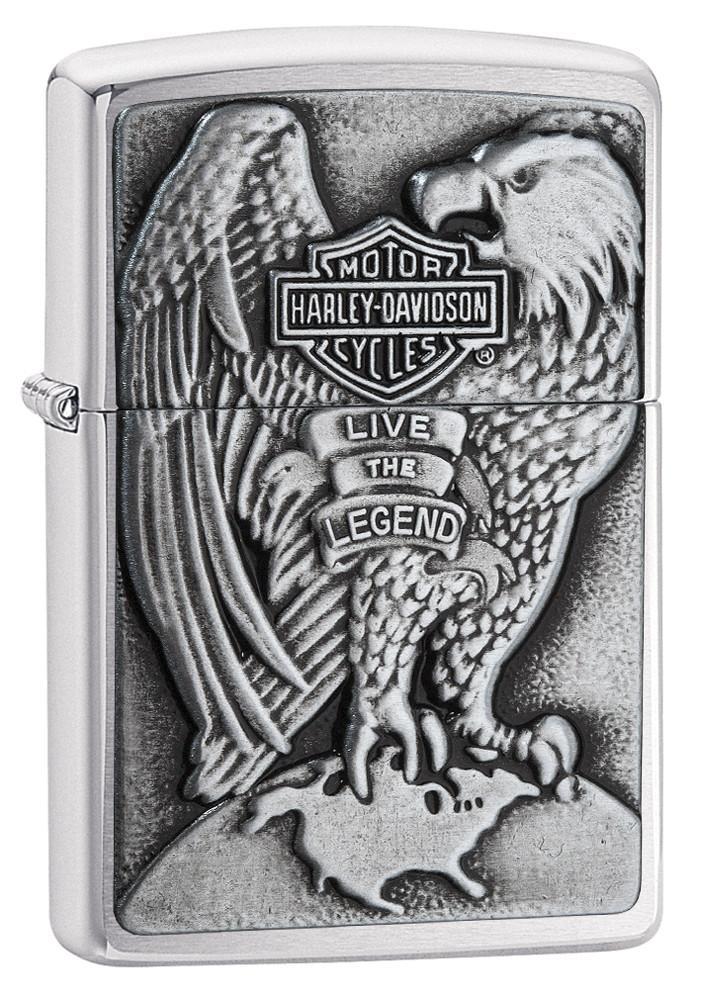 Zippo Harley-Davidson Full Faced Eagle High Polish Chrome Emblem Pocket Lighter Zippo