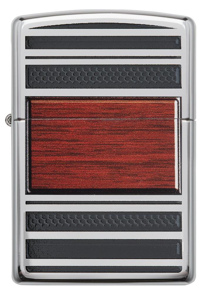Zippo Wood Grain High Polish Chrome Pipe Pocket Lighter Zippo