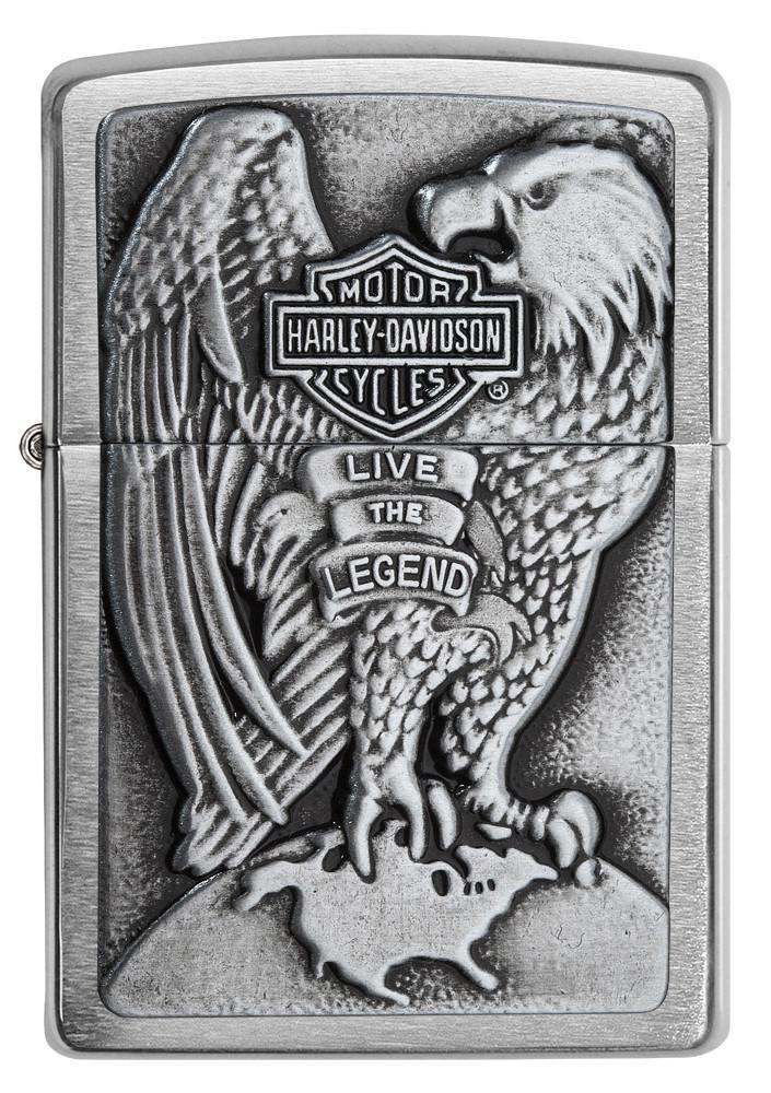 Zippo Harley-Davidson Full Faced Eagle High Polish Chrome Emblem Pocket Lighter Zippo