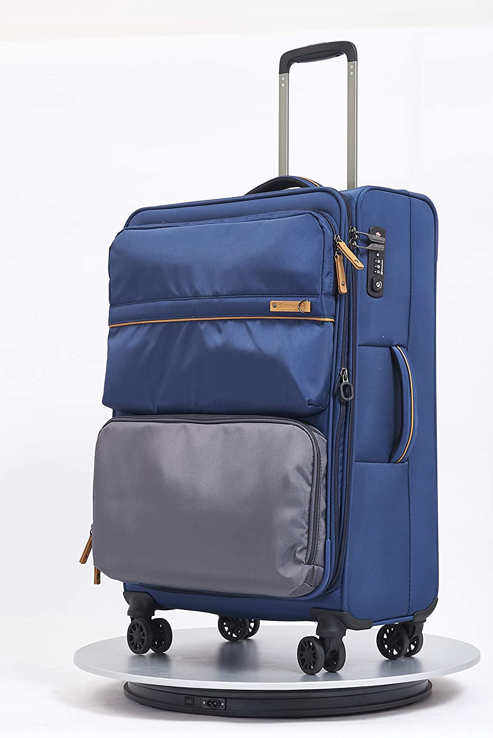 Echolac Lorenzo X-Large Blue Grey Soft Sided Check-In Suitcase Trolley 81cm (CT658) Echolac New
