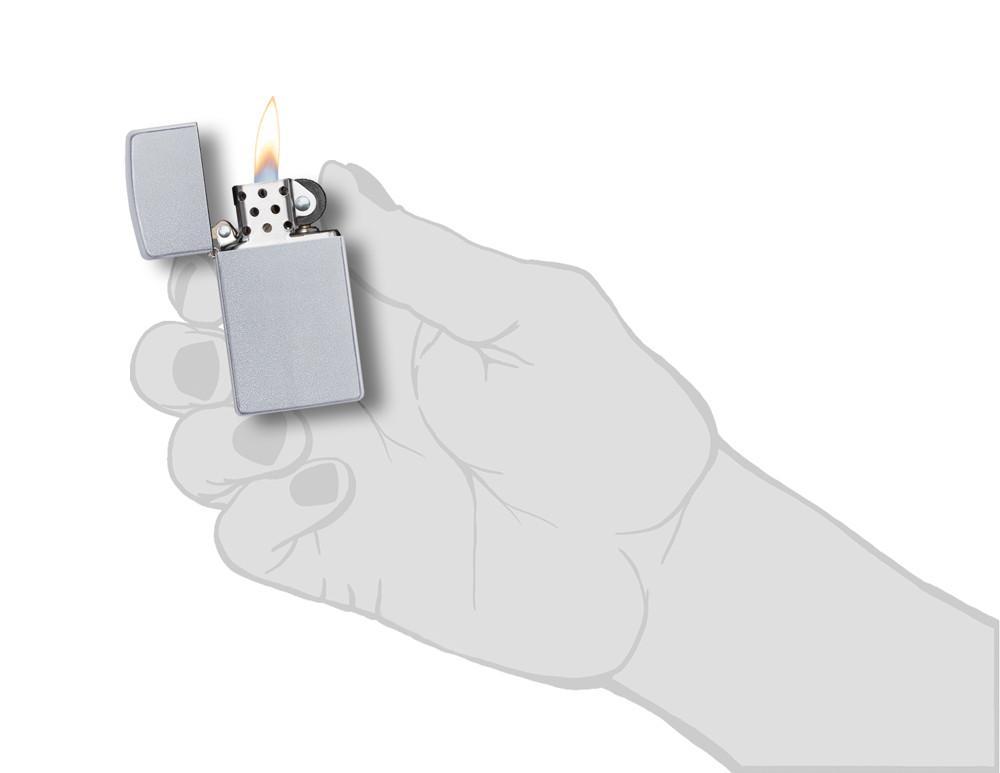 Zippo Slim Satin Chrome Pocket Lighter Zippo