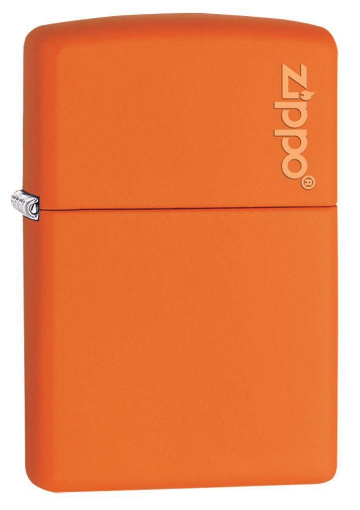 Zippo Orange Matte Logo Pocket Lighter Zippo