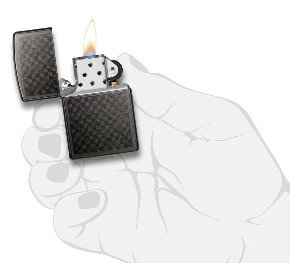 Zippo Iced Carbon Fiber Design Pocket Lighter Zippo