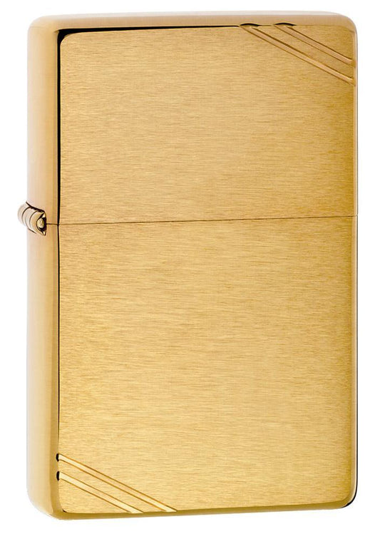 Zippo Vintage Brushed Brass with Slashes Pocket Lighter Zippo