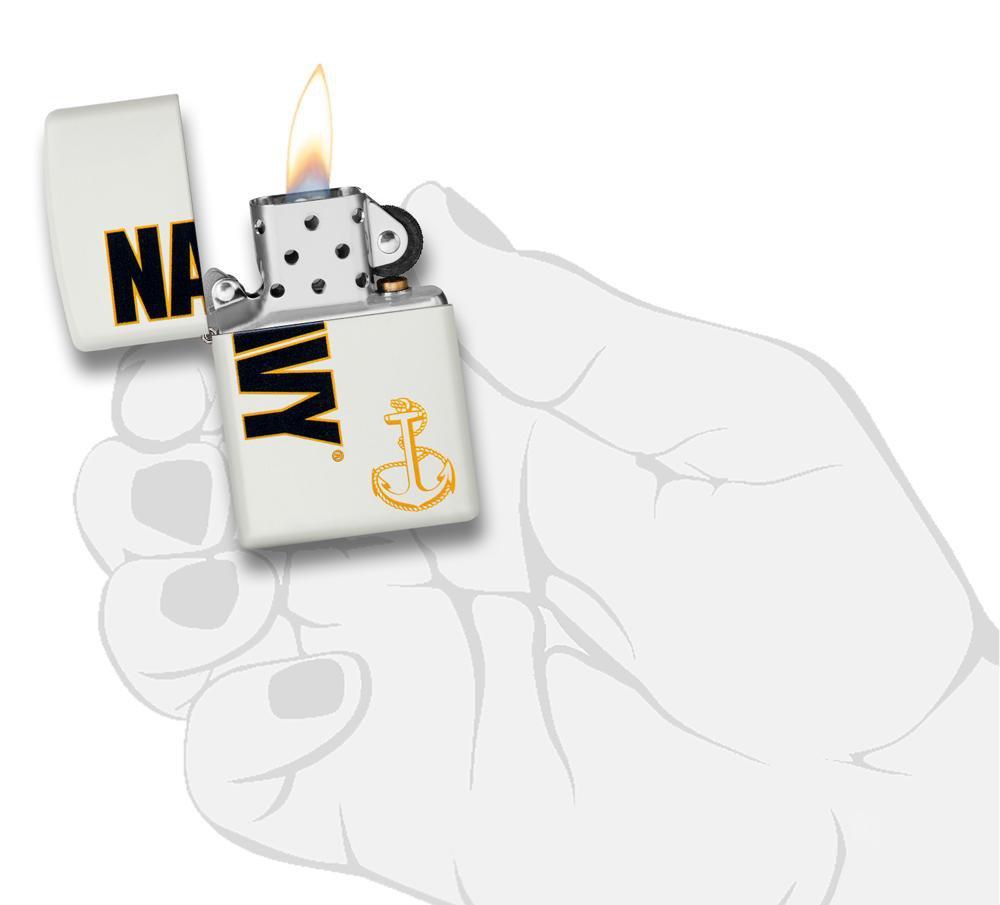 Zippo US Navy White Matte Pocket Lighter Zippo