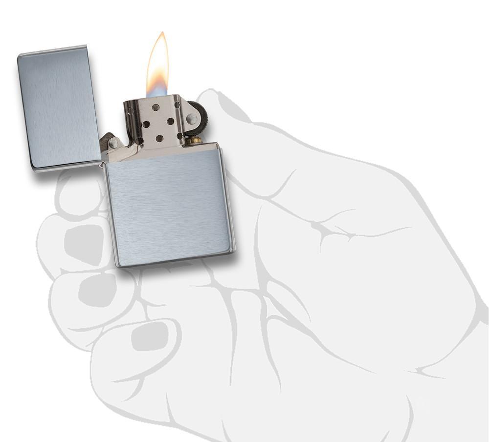 Zippo Vintage Brushed Chrome without Slashes Pocket Lighter Zippo