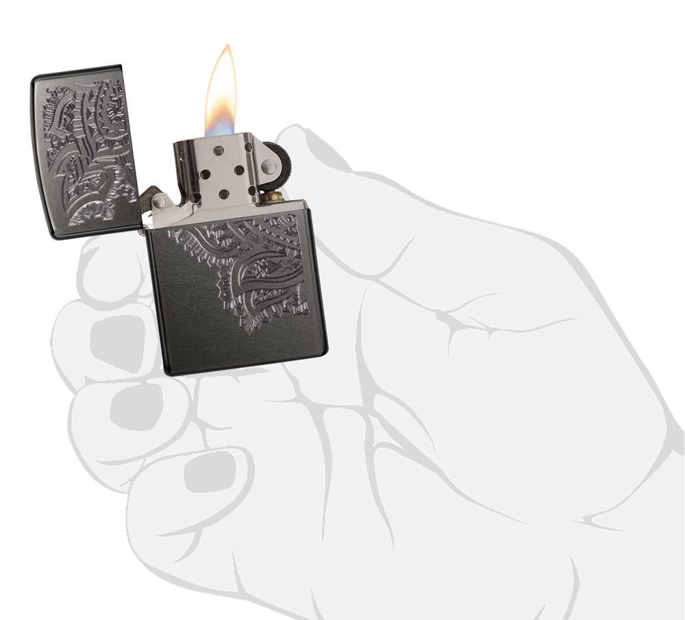 Zippo Paisley Gray Dusk Pocket Lighter Zippo