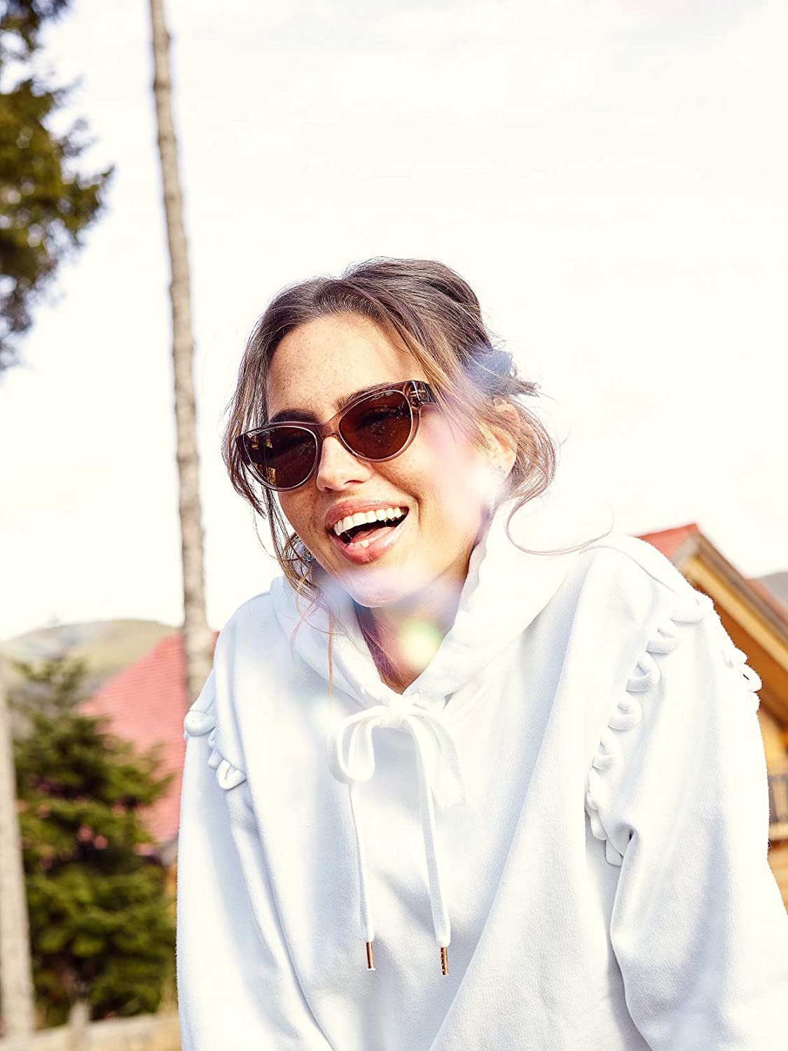 FAUNA Fabula Crystal Brown - Women designer audio sunglasses with speakers FAUNA