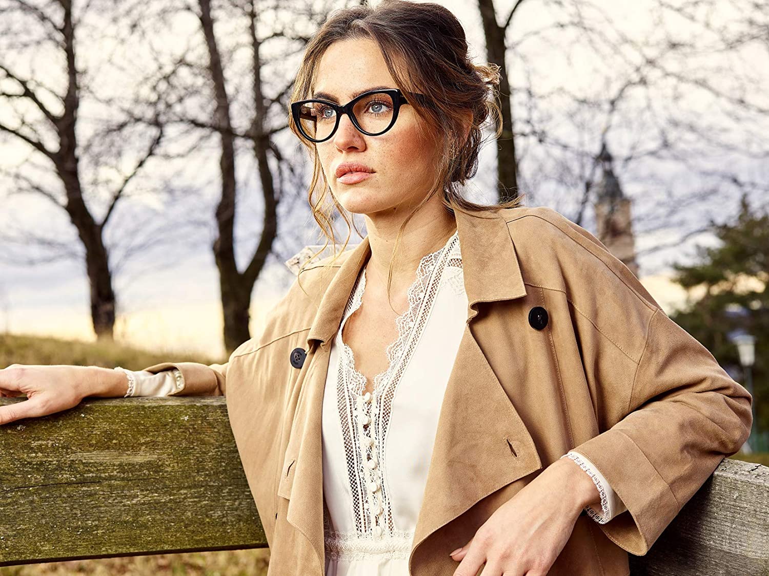 FAUNA Levia Black - Women designer audio blue light filter glasses with speakers FAUNA