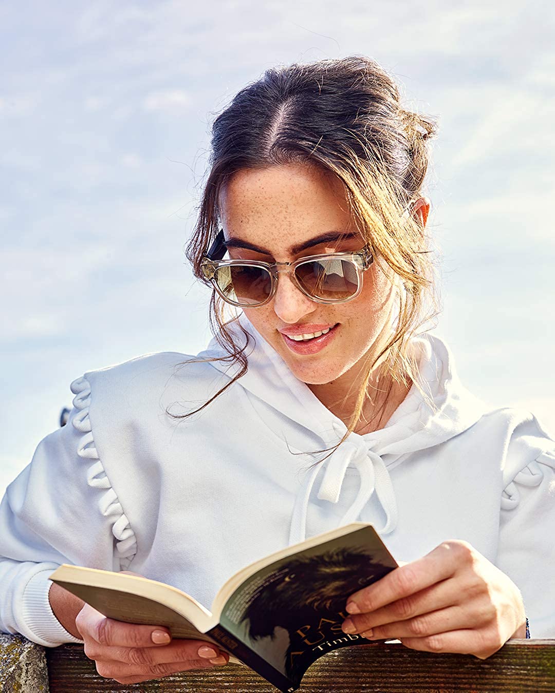 FAUNA Spiro Transparent Brown - unisex designer audio sunglasses with speakers FAUNA