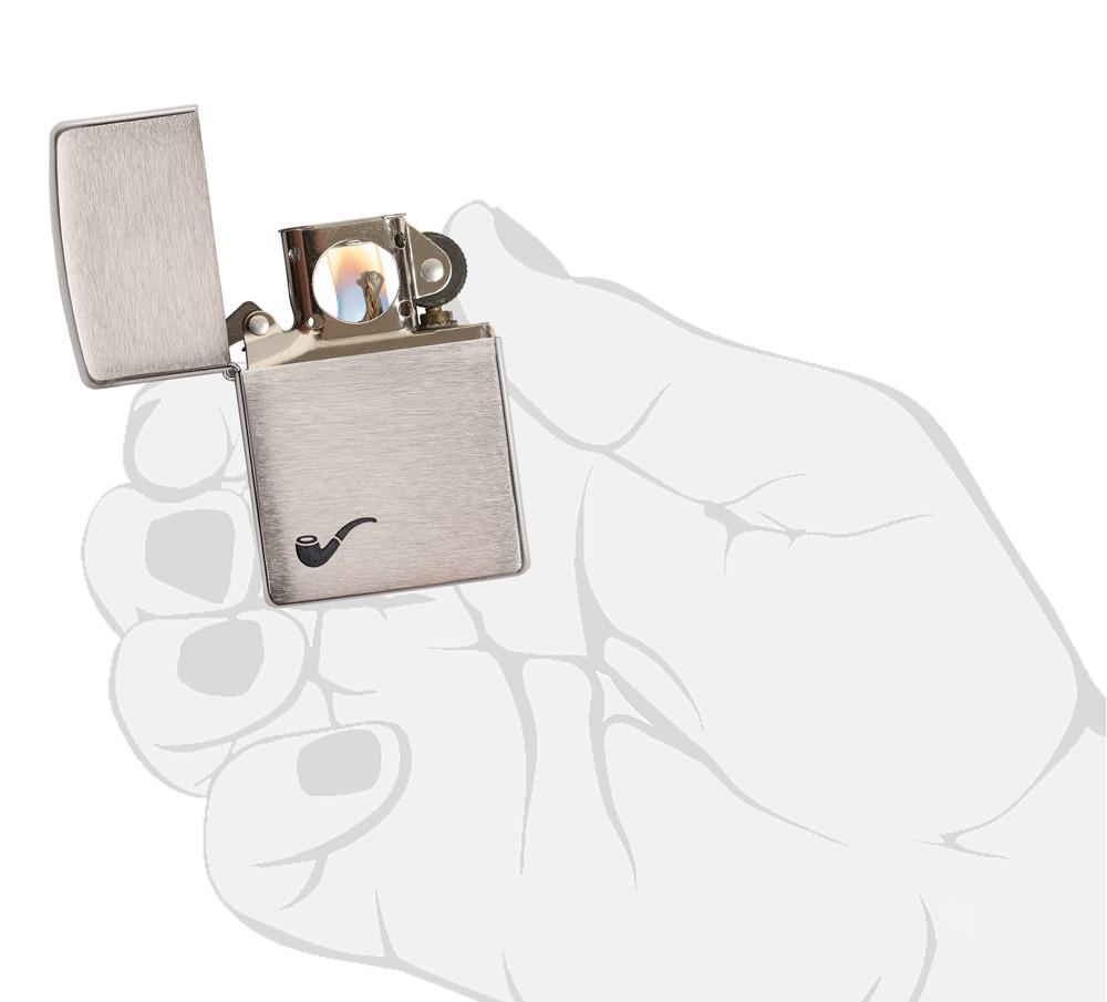 Zippo Brushed Chrome Pipe Pocket Lighter - Bhawar Store