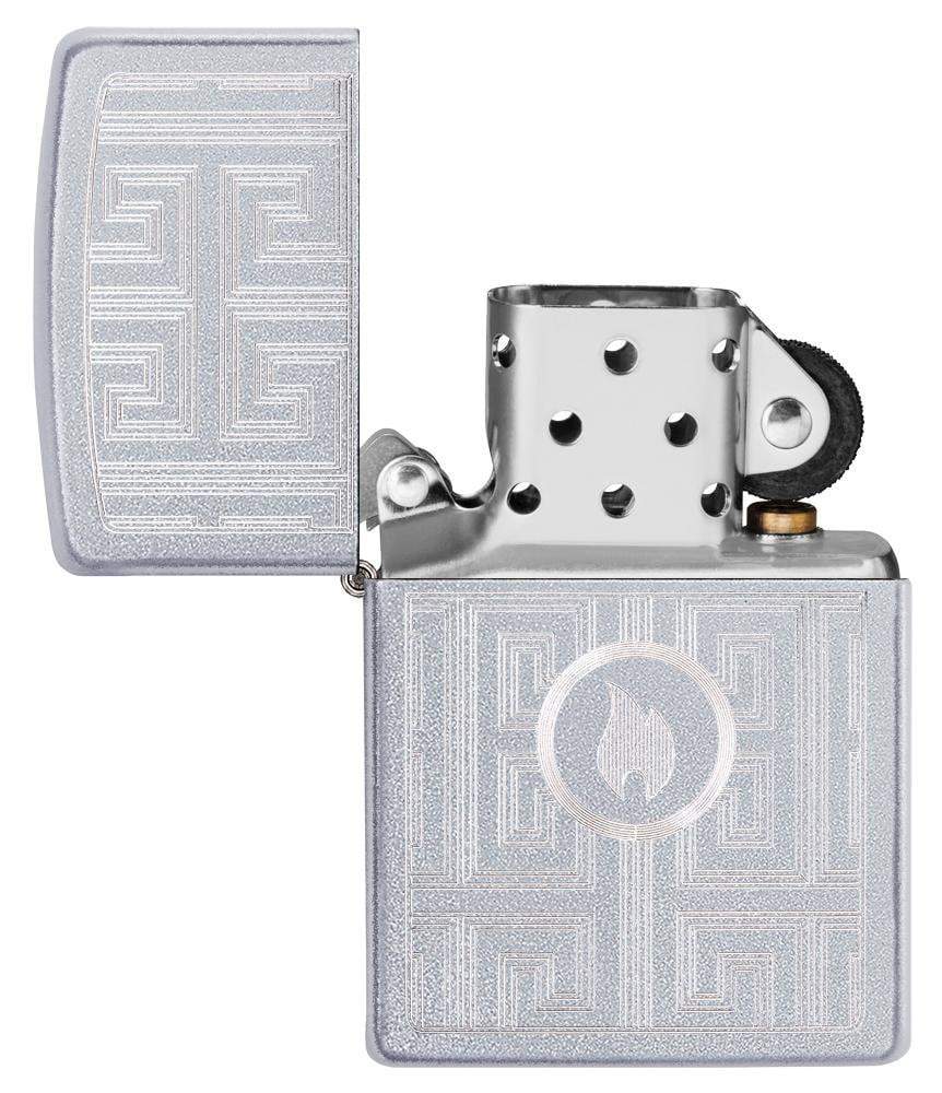Zippo Labyrinth Design Satin Chrome Pocket Lighter Zippo