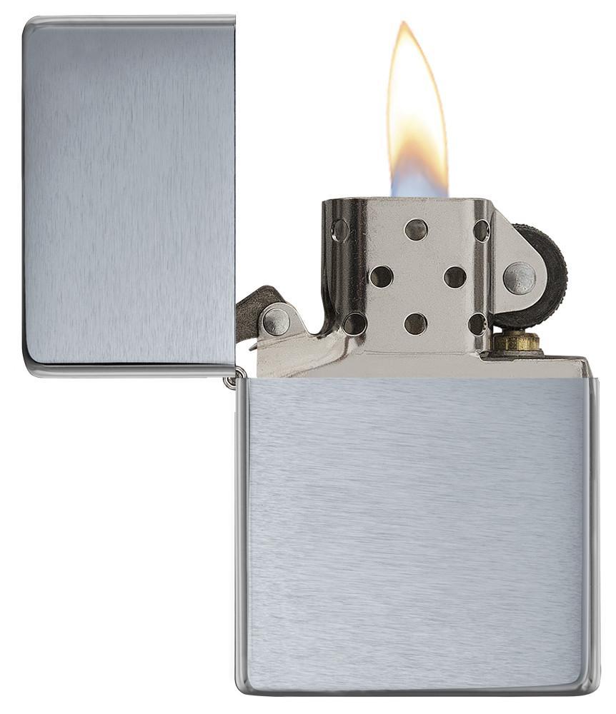 Zippo Vintage Brushed Chrome without Slashes Pocket Lighter Zippo