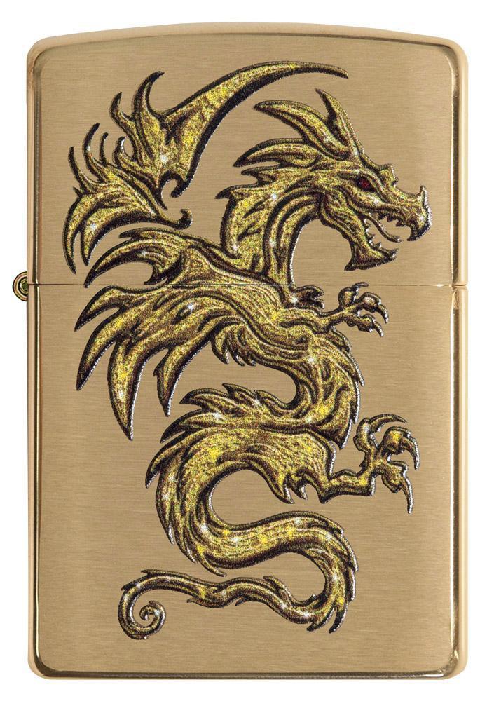 Zippo Dragon Design Brushed Brass Pocket Lighter - Bhawar Store