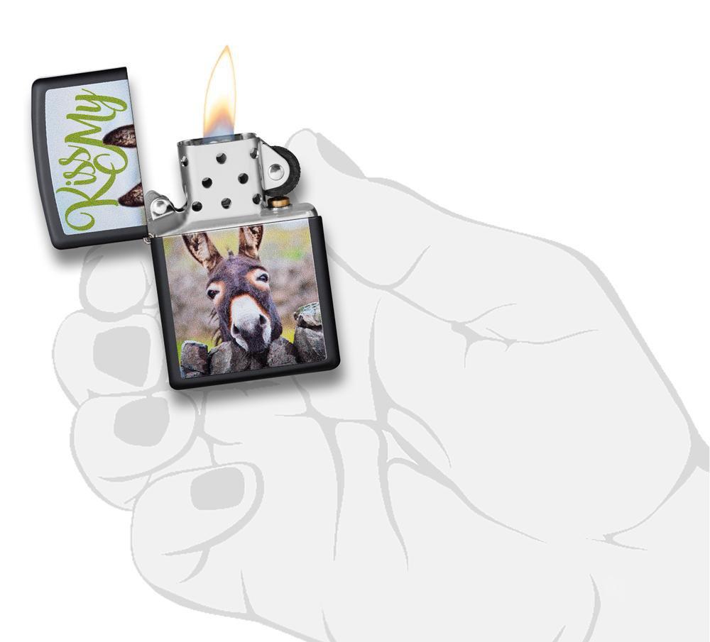 Zippo Kiss My Donkey Black Matte Pocket Lighter Zippo