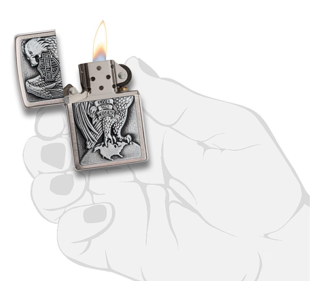 Zippo Harley-Davidson Full Faced Eagle High Polish Chrome Emblem Pocket Lighter Zippo