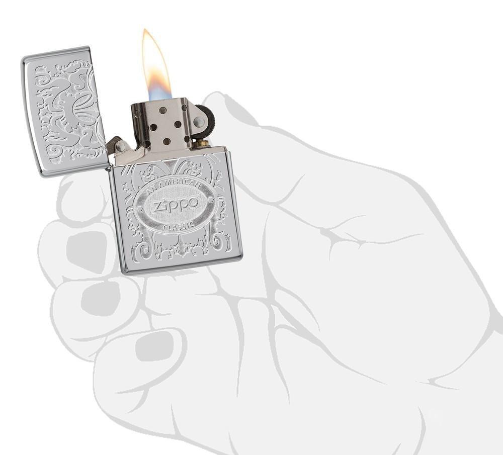 Zippo Crown Stamp High Polish Chrome Pocket Lighter Zippo