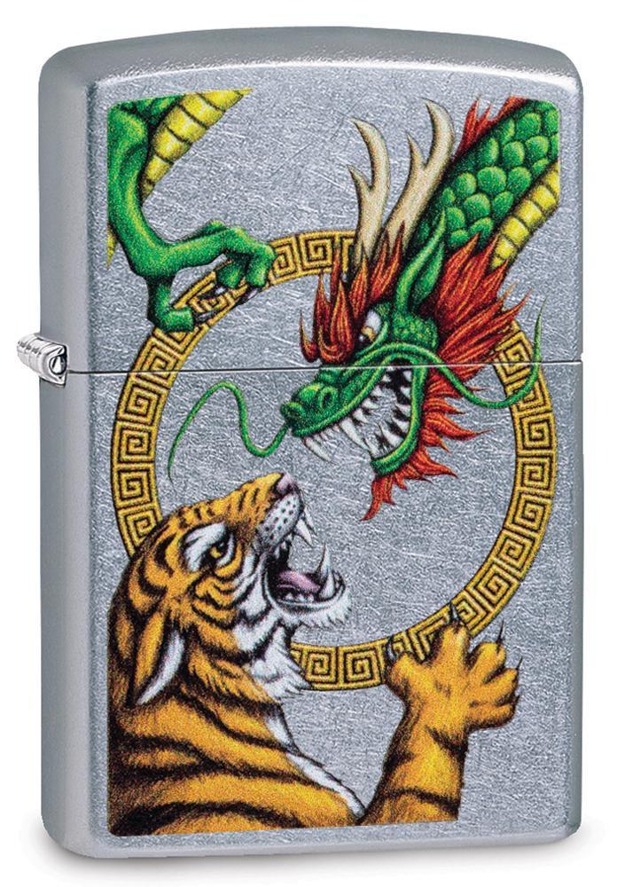 Zippo Chinese Dragon Street Chrome Design Pocket Lighter Zippo
