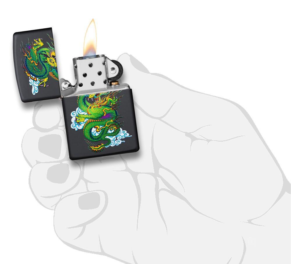 Zippo Black Matte Dragon Pocket Lighter Zippo