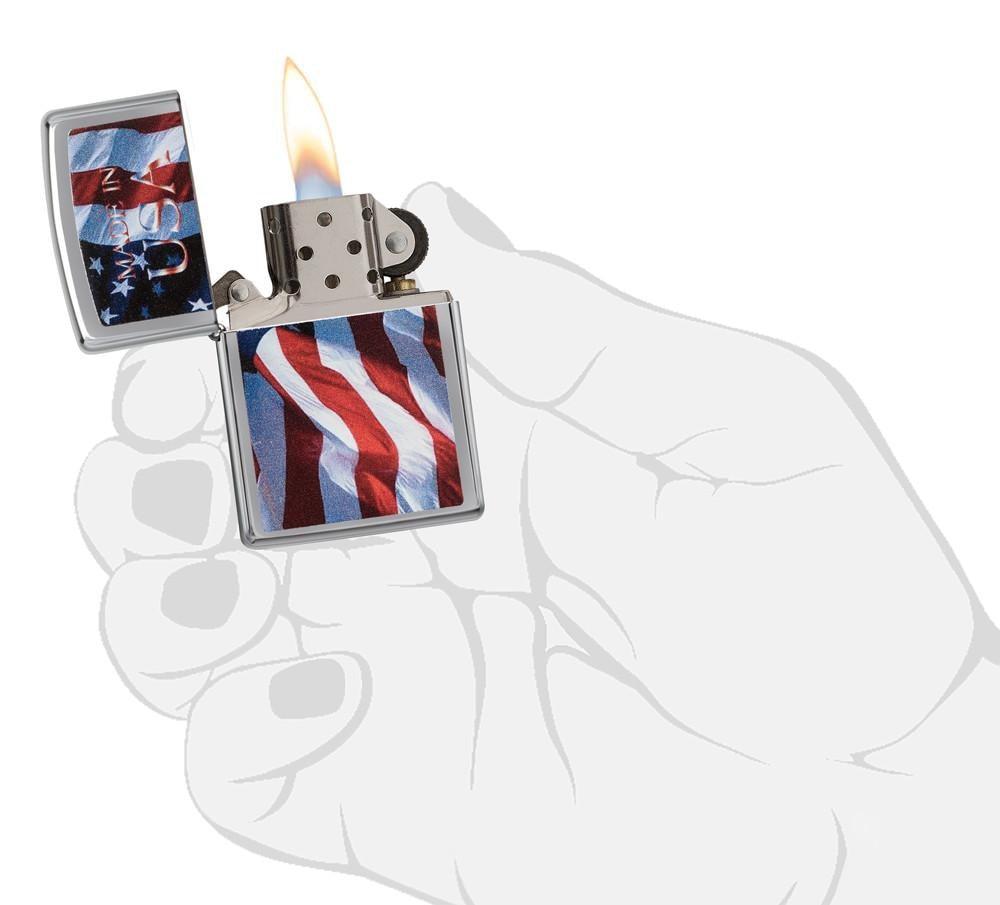 Zippo Made in USA Brushed Chrome Pocket Lighter Zippo