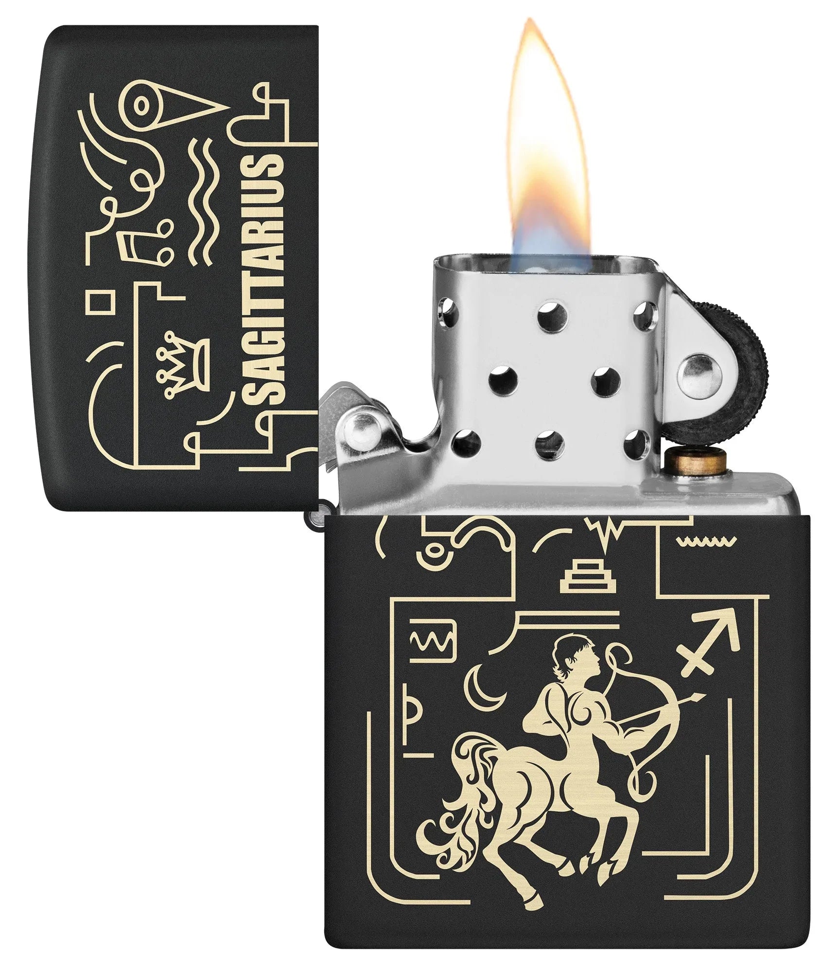 Front view of Zippo Sagittarius Windproof Lighter.