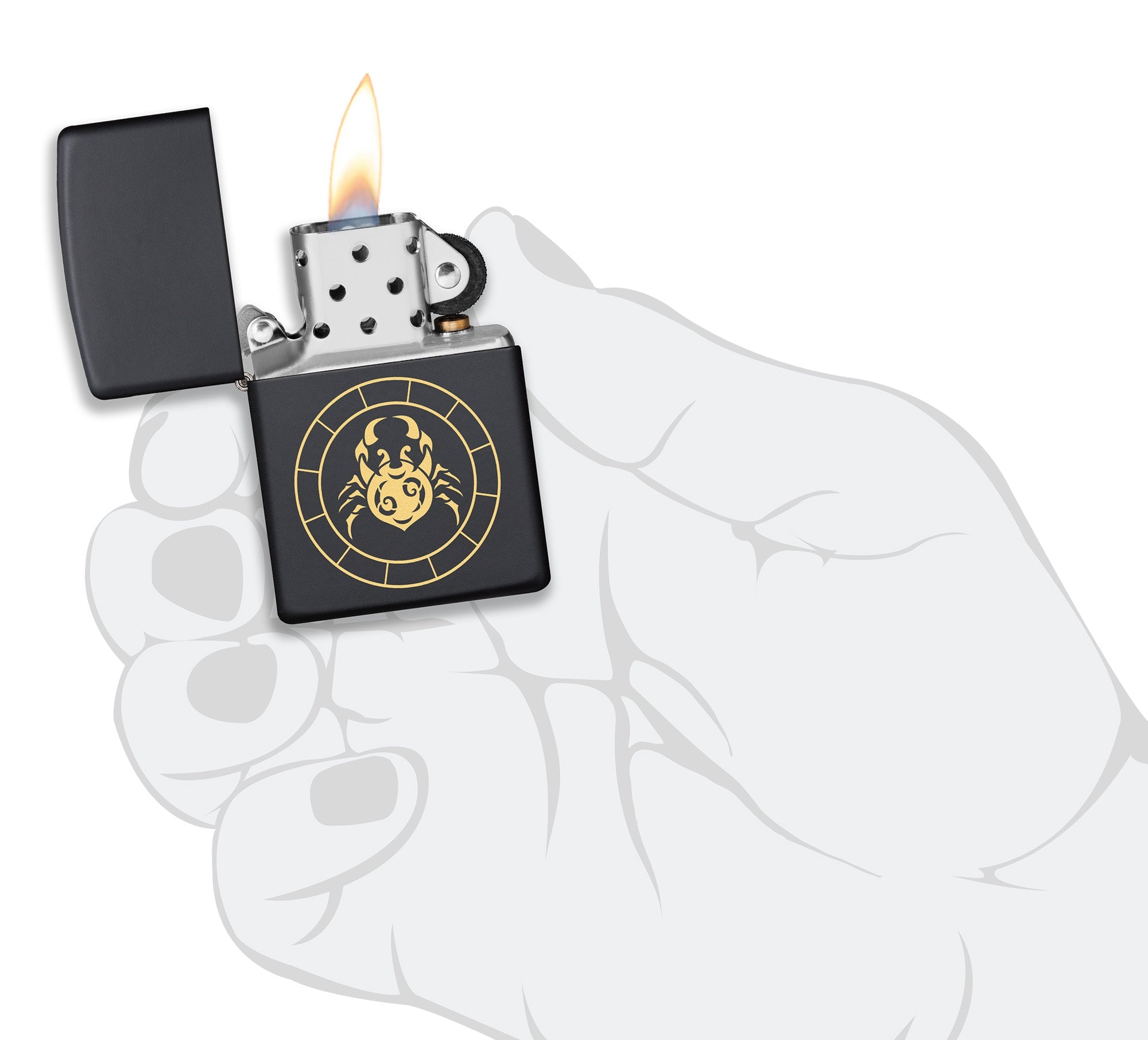 Zippo Cancer Zodiac Sign Black Matte Pocket Lighter Zippo