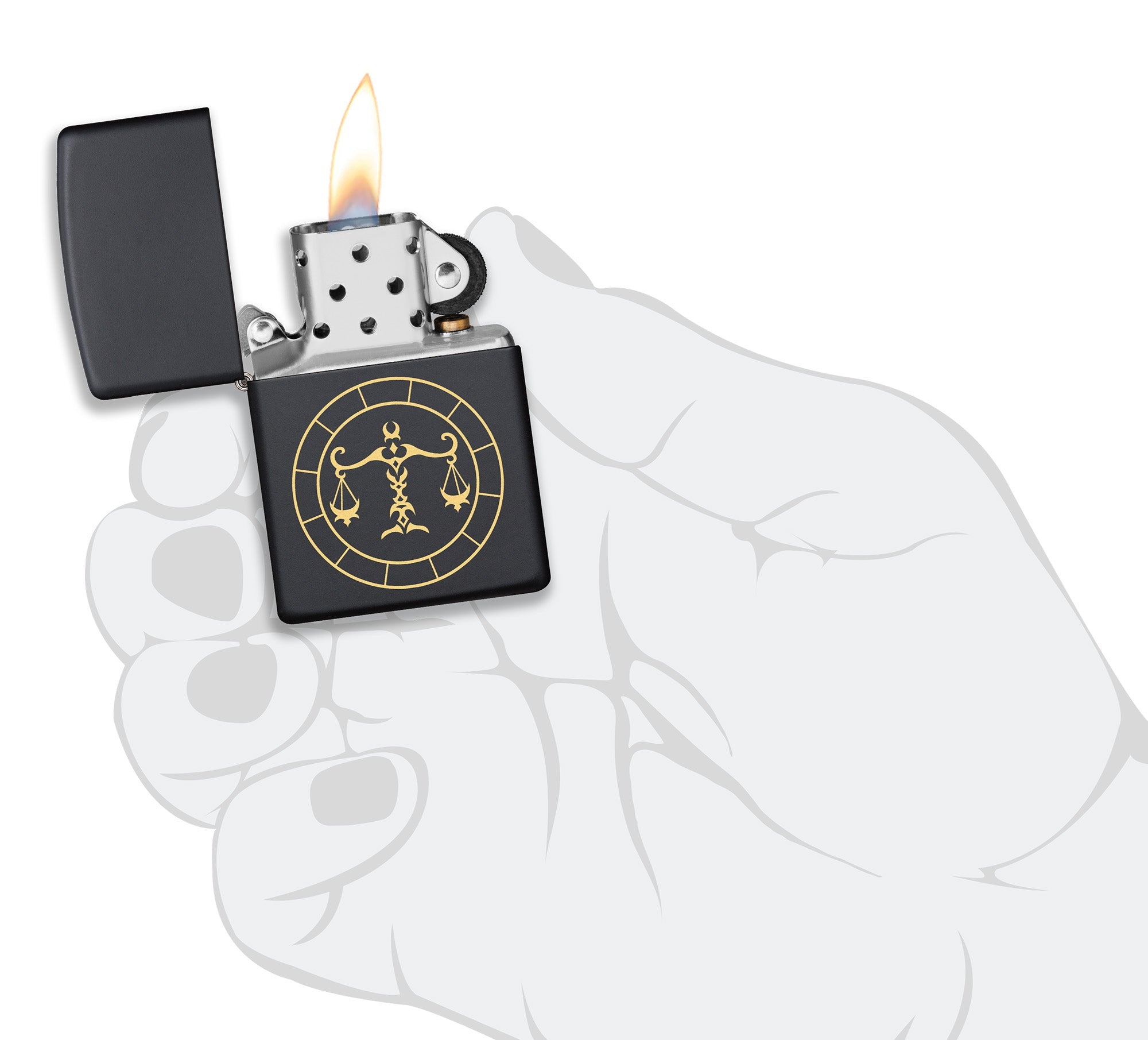 Zippo Libra Zodiac Sign Black Matte Pocket Lighter Zippo