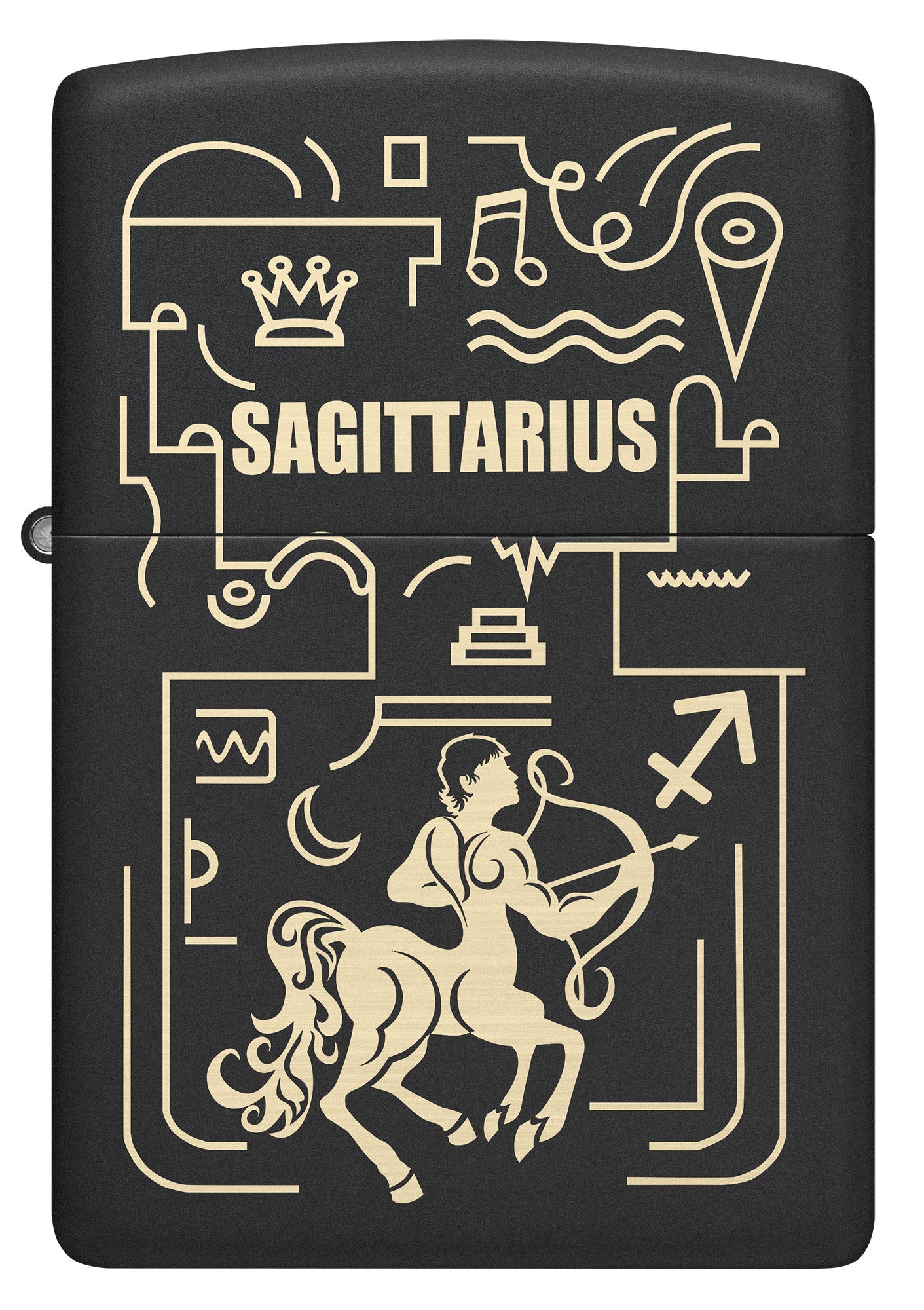 Front view of Zippo Sagittarius Windproof Lighter.