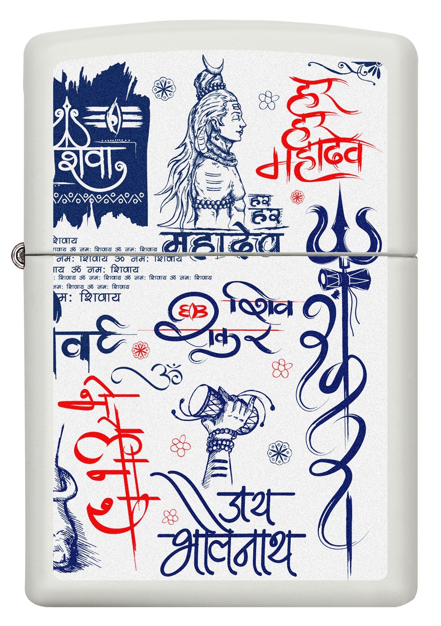 Zippo Bholenath White Matte Pocket Lighter Zippo