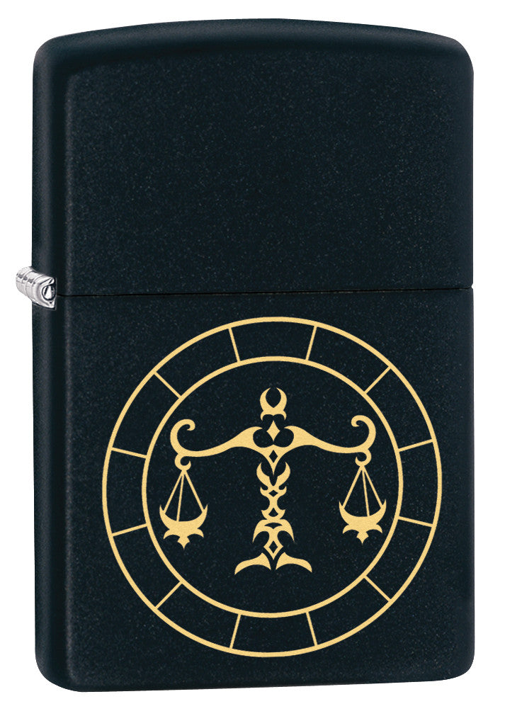 Zippo Libra Zodiac Sign Black Matte Pocket Lighter Zippo